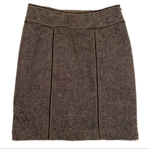 Michael Kors Wolf Gray Black Wool Blend Fine Tweed & Piping Skirt Size 4